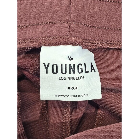 YOUNGLA Men's L Stretch Waist Slim Leg Sweatpants Lounge Pants Burgundy EUC - Picture 6 of 7